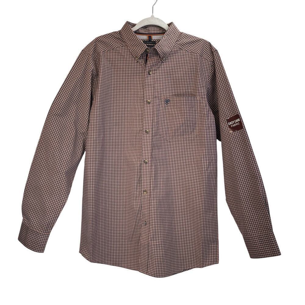 Ariat Pro Series Fitted Mens M Red Plaid Western Long Sleeves Button Down NEW